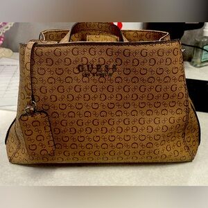 small tan and brown GUESS tote